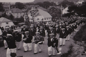Bilde av Kretsstevne for guttemusikkorps i Sandefjord 1951.